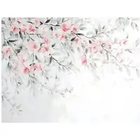 WALLARENA - Fotobehang - 350x250 cm - fotobehang met kersenbloesem en groene bladeren voor de slaapkamer en woonkamer