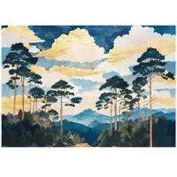 WALLARENA - Fotobehang - 300x210 cm - blauwe boom landschap voor slaapkamer en woonkamer