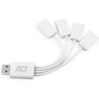 ACT AC6210 USB Hub 2.0 | 4x USB-A | Flexibel | Wit | 8 cm