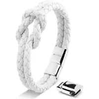 SERASAR Armband van Echt Leer Dames [Knot] - Wit 20cm - Huwelijkscadeau voor Dames