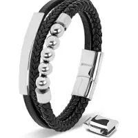 SERASAR Manchetarmband Heren [Pearl] - Zilver 20cm - Inclusief Sieraden Geschenkdoos