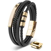 SERASAR Polsbandje voor Mannen [Brave] - Goud 20cm - Armbanden van Koeienhuid