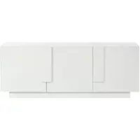 OKWISH Dressoir – 160×35×60 cm – 3 Deuren – 6 Opbergvakken – Verstelbare Planken – Hoogglans Wit – Voor Woonkamer En Eetkamer