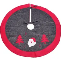 Heitmann Kerstboomrok / Kerstboomkleed - Met Kerstman Print - 91 x 91 cm Grijs Rood