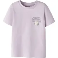 Name it MINI T-shirt met backprint lila Paars Meisjes Stretchkatoen Ronde hals - maat 86