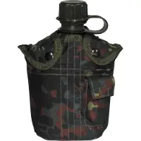 MFH - Max Fuchs US Army kunststof veldfles, 1 liter, hoes, BW vlekcamouflage, BPA-vrij