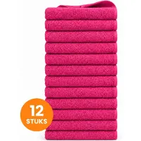 Funnies Handdoeken 12-Pack - Fuchsia - 50 x 100 cm - Set van 12 Stuks - 100% Katoen - 500 gram/m2 - Handdoek