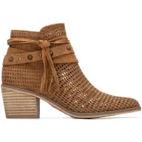 Refresh Dames Leren enkellaarsjes 175180 bruin (38), Leer, 3 tot 5 cm, Ritssluiting, Casual 17518002-CAMEL