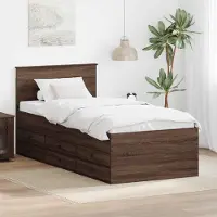 vidaXL Dagbed met lade Bruin Eiken en Zwart 75 x 190 cm Bewerkt hout