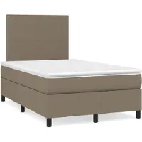 vidaXL Boxspring met matras stof taupe 120x190 cm