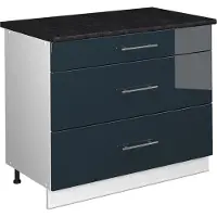 Vicco Keukenonderkast Fame-Line, Donkerblauw hoogglans/Wit, 100 cm, WB Antraciet