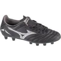 Mizuno Morelia Neo IV Pro Gras Voetbalschoenen (FG) Zwart Zilver