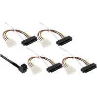 InLine Mini SAS HD kabel, SFF-8643 haaks op 4x SFF-8482 + voeding, 1m