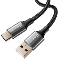 Swissten USB-kabel voor opladen, USB-A naar USB-C, zwart, 1,5 meter, 3A, 60W, merk