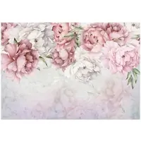 WALLARENA - Fotobehang - 400x280 cm - Roze pioenrozen voor slaapkamer en woonkamer, wandtapijt