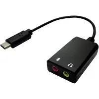 Value Adapter USB Type C - 2x 3,5mm audio, zwart/blauw, 0,13 m