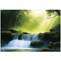 WALLARENA - Fotobehang - 350x250 cm - 3D waterval boslandschap voor slaapkamer en woonkamer