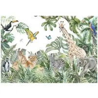 WALLARENA - Fotobehang - 250x175 cm - kindertapijt met jungle dieren en safari thema