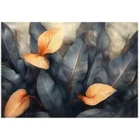 WALLARENA - Fotobehang - 150x105 cm - Fototapete met concrete bladeren voor slaapkamer en salon, vliesbehang
