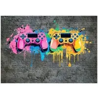 WALLARENA - Fotobehang - 350x250 cm - fotobehang voor jongens met gaming graffiti, vliesbehang