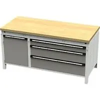 OttoKind Otto Kind Breitfachwerkbank Typ 440, Buche Multiplexplatte, bündig, bis 1400 kg, B 1697 x T 750 x H 850 mm, Stahl, Zentralverschluss, lichtgrau/staubgrau
