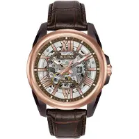 Bulova Automatische Herenovereenkomst Bruine Horloge 98A165