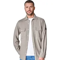 Casa Moda Overshirt taupe met knoopsluiting twill