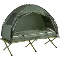 SoBuy - 4-in-1 Campingtent Kit - Pop-Up Tent - Draagbaar Kampeerbed - Buitenligstoel - Duurzaam Oxford Nylon - Muggenbescherming - Eenvoudige montage - 193x160x86cm - Groen