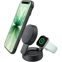 Belkin UltraCharge Pro 2-in-1 MagSafe Draadloze Oplader met Standaard Qi2 25W Zwart