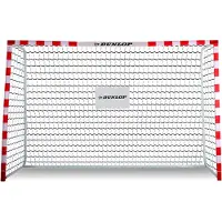 Dunlop Voetbaldoel - Voetbal Goal 300 x 200 x 110 cm - Voetbalgoal Groot - Buitenspeelgoed voor Kinderen en Volwassenen - Snelle Montage - Voetbal Training Doel - Metaal - Wit/ Rood