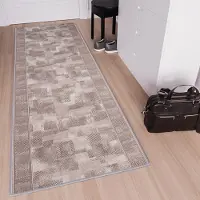 Tapiso Tapijtloper Antislip – Gangloper Keukenloper Taupe Rubber Onderkant Maat- 100x1050