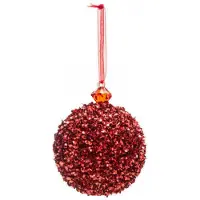 Atmosphera Kerstballenset Glitter - 16 stuks - 8cm - 8 Rood en 8 Zilver