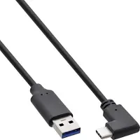 InLine USB 3.2-kabel, USB-C-stekker schuin naar A-stekker, zwart, 1,5m