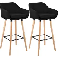 CLP Set van 2 barkrukken Grant, bekleed met stof, frame van beukenhout, draagvermogen tot 150 kg | Kleur: zwart