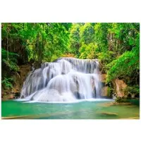 WALLARENA - Fotobehang - 150x105 cm - 3D waterval in het bos voor slaapkamer en woonkamer