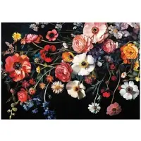 WALLARENA - Fotobehang - 250x175 cm - bloemen op zwarte achtergrond voor slaapkamer en woonkamer