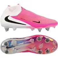 Nike Phantom 6 High Elite IJzeren-Nop Voetbalschoenen (SG) Wit Felroze Zwart