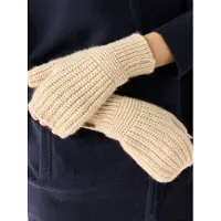 GOBI Cashmere Handschoenen met korte vingers 'Rib-Knit Cashmere Gloves' beige