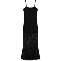 GUESS Dames Lange Kanten Jurk Evelyn zwart (XS), Casual, Feest, Polyamide, Mouwloos / spaghettibandjes W6YK12K4359