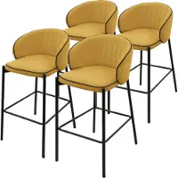 ML-Design Barkruk set van 4 mosterd 50x101x54 cm met rugleuning en voetensteun tot 120 kg