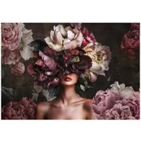 WALLARENA - Fotobehang - 400x280 cm - Vintage vrouw met bloemen voor slaapkamer en salon, vliesbehang
