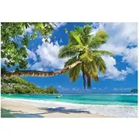 WALLARENA - Fotobehang - 300x210 cm - Fototapete met strand, zee, palmen en oceaan voor slaapkamer en salon