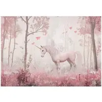 WALLARENA - Fotobehang - 400x280 cm - fotobehang voor meisjes met een eenhoorn in het bos van vliesbehang