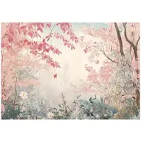 WALLARENA - Fotobehang - 350x250 cm - Roze natuur bos fototapet voor slaapkamer en woonkamer, vliesbehang
