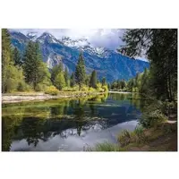 WALLARENA - Fotobehang - 350x250 cm - 3D landschap met rivier en bergen voor slaapkamer en salon