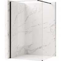 REA Flexi Transparent 70 - Transparant Glas 8 Mm - Douchewand - Zwart120X70X195Cm