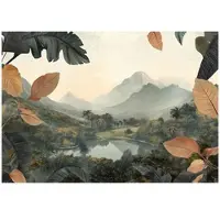 WALLARENA - Fotobehang - 150x105 cm - natuur fototapet met bergen, bossen en meren voor slaapkamer en woonkamer van vliesbehang
