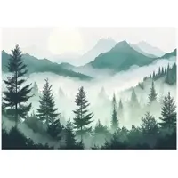 WALLARENA - Fotobehang - 350x250 cm - bos, bergen, landschap, natuur, slaapkamer, woonkamer, vliesbehang