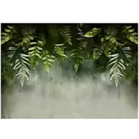 WALLARENA - Fotobehang - 150x105 cm - groene bladeren natuur beton voor slaapkamer woonkamer