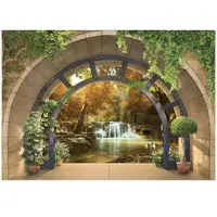 WALLARENA - Fotobehang - 350x250 cm - 3D fototapet met waterval voor slaapkamer en woonkamer, vliesbehang